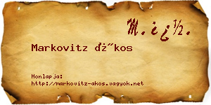 Markovitz Ákos névjegykártya